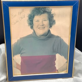 Autographed Julia Childs Picture with Snapshot Photograph in Envelope on Back