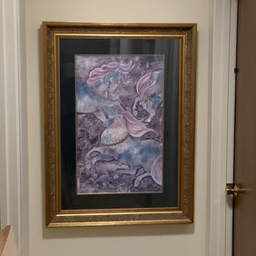Equestrian Pastel and Gold Foil Framed Horse Print by Susan Hartenhoff, "Equis Noblesse I"