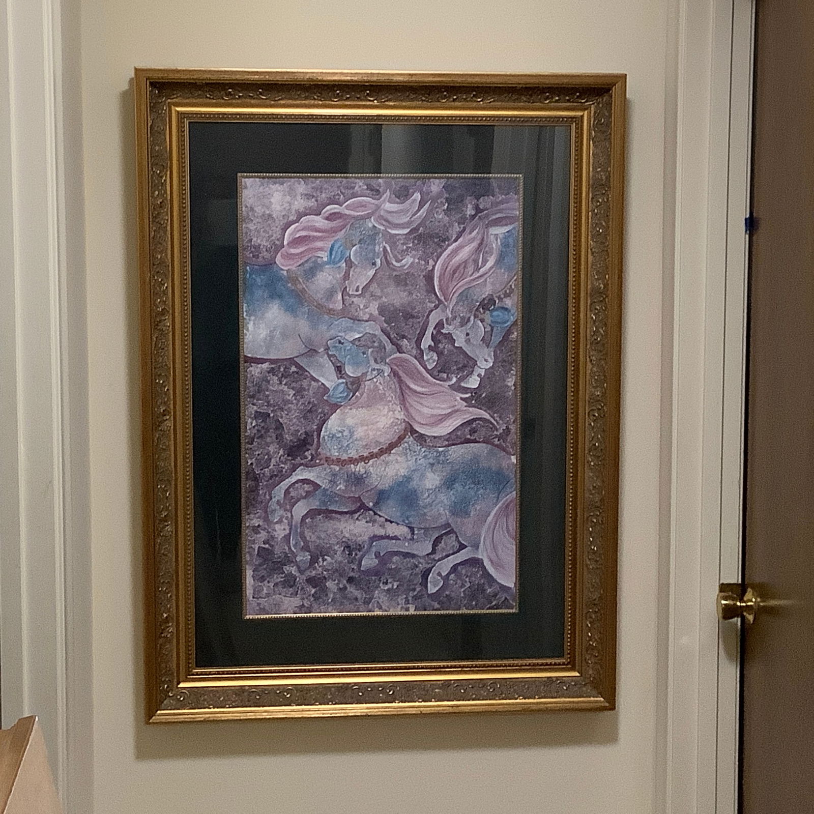 Equestrian Pastel and Gold Foil Framed Horse Print by Susan Hartenhoff, "Equis Noblesse I" (1 of 16)