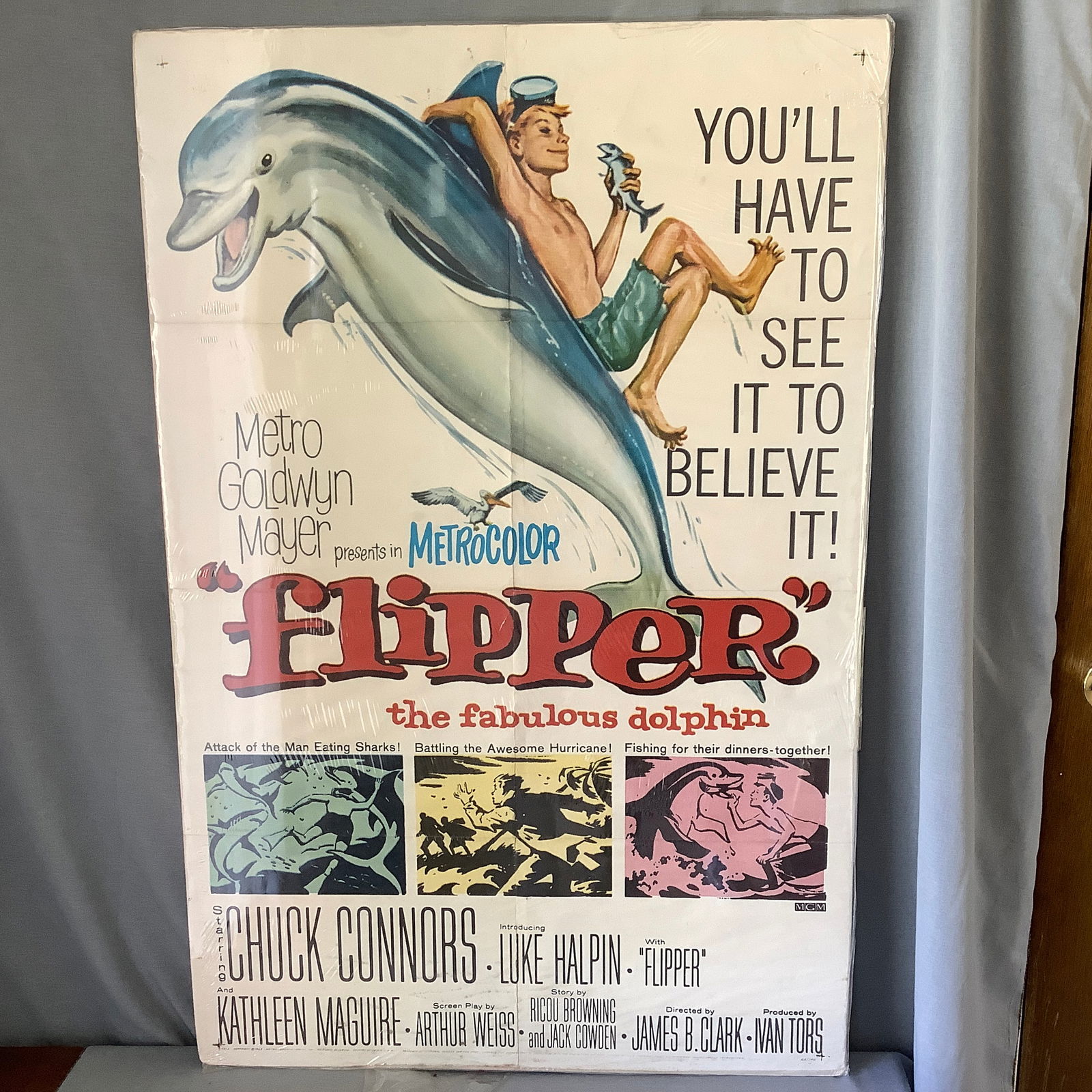 MGM Official 1963 Movie Poster of "Flipper, The Fabulous Dolphin" (1 of 14)