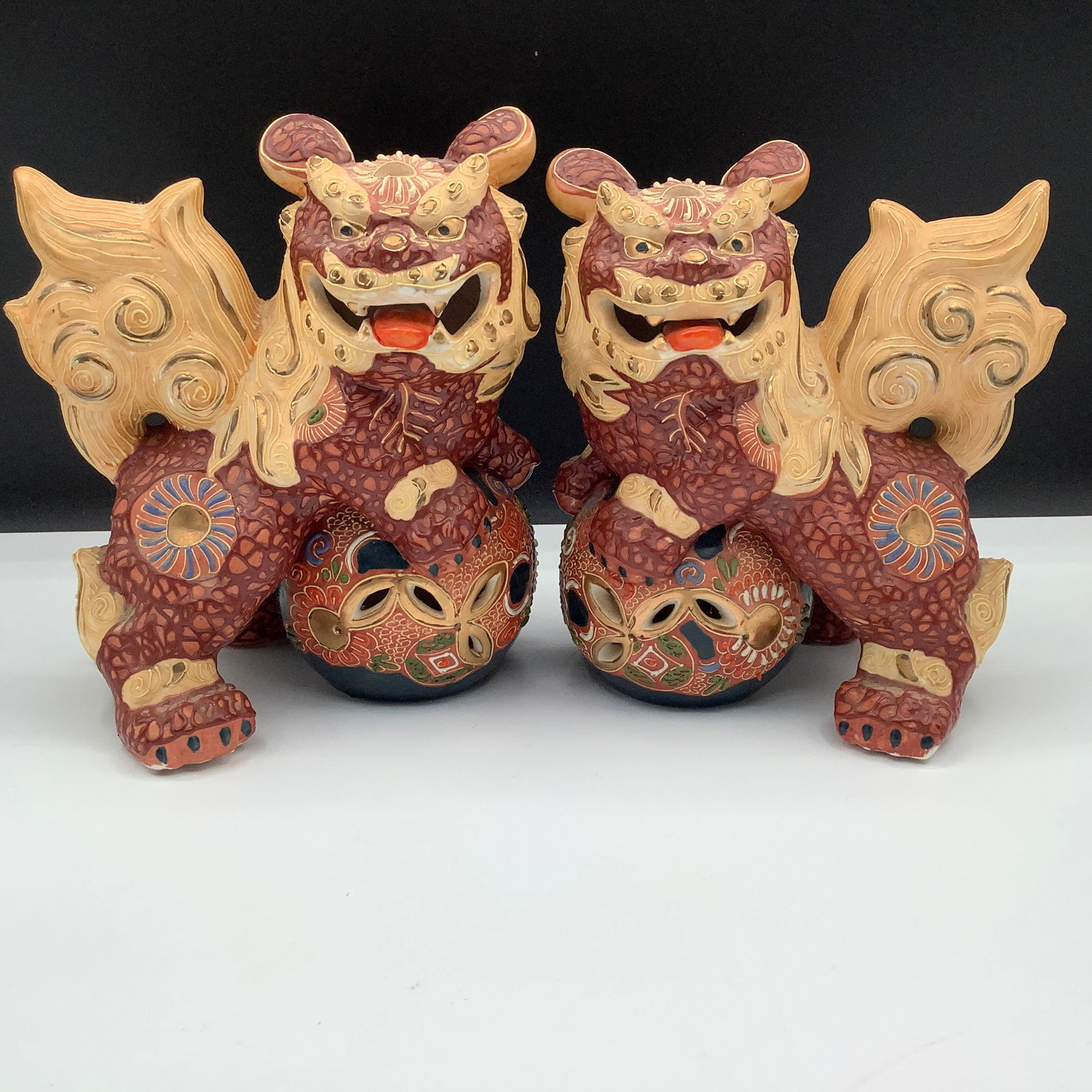 Genuine Pair of Kutani Shishi or Foo Dogs, Signed and Labeled (1 of 20)