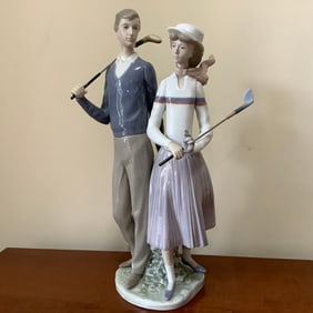 Lladro Golfing Couple Figurine with Original Box