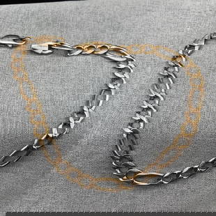 14K Gold Figaro Link Bracelet with Lobster Claw Clasp: Made in Italy 14KT Gold 9 inch total length 10.04 grams