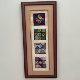 Framed Needlepoint Star and Windmill Designs