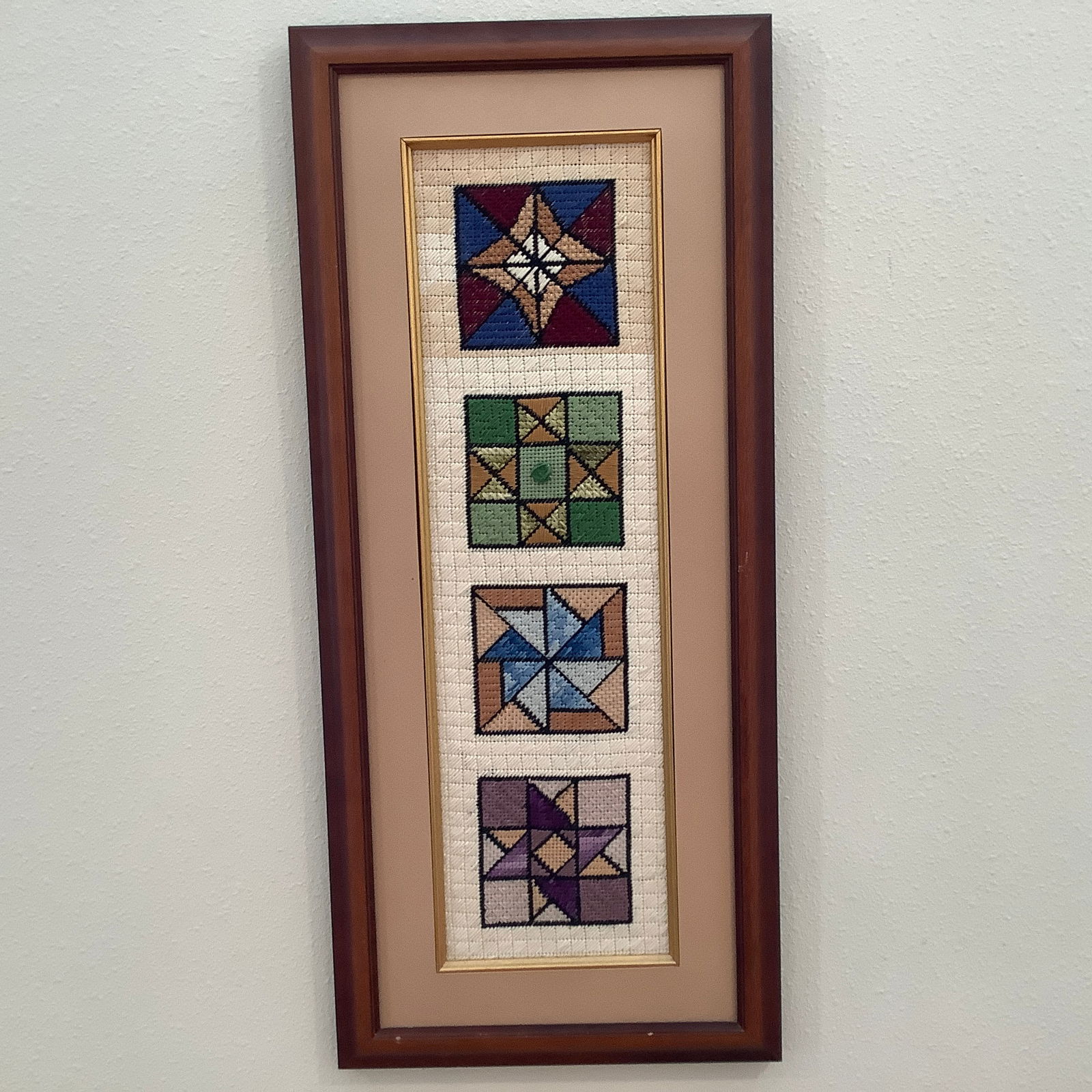 Framed Needlepoint Star and Windmill Designs (1 of 8)