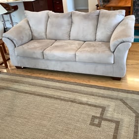 Microfiber Grey Couch with Attached Back Sofa Cushions