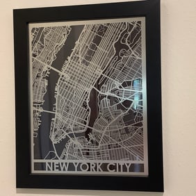Laser Cut Stainless Steel Metal Map of NYC