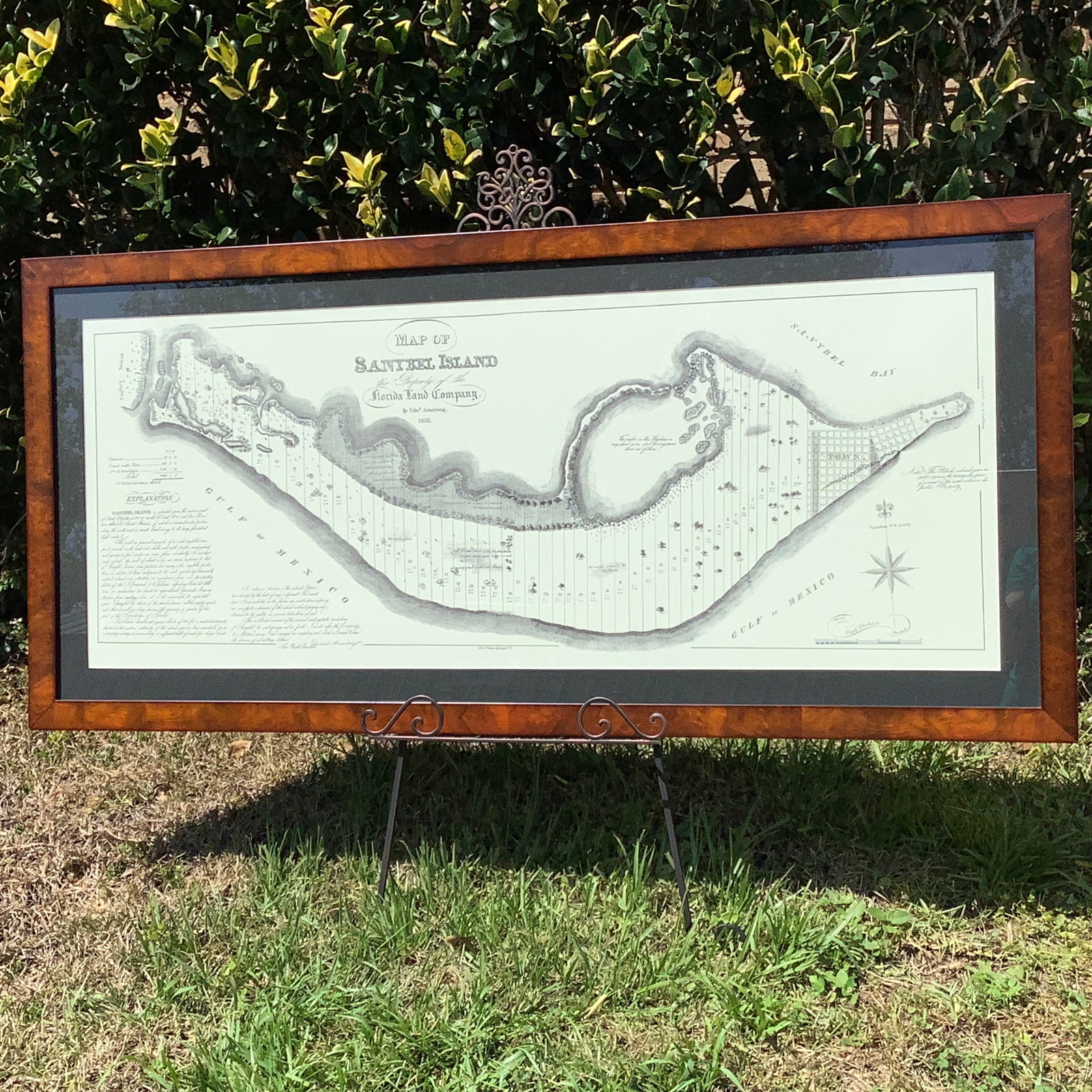Print of Antique Map of "Sanybel Island", 1833 Originally by Edward Armstrong: Map of Sanibel Island, Florida in black and white with Size 53 x 25