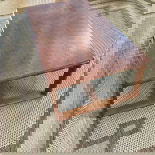 MCM Teak Coffee Table: Made by KD Furniture by Sun Wood Industries Has floating appearance top and rounded dovetail corners some darkening noted on top 27x51x16