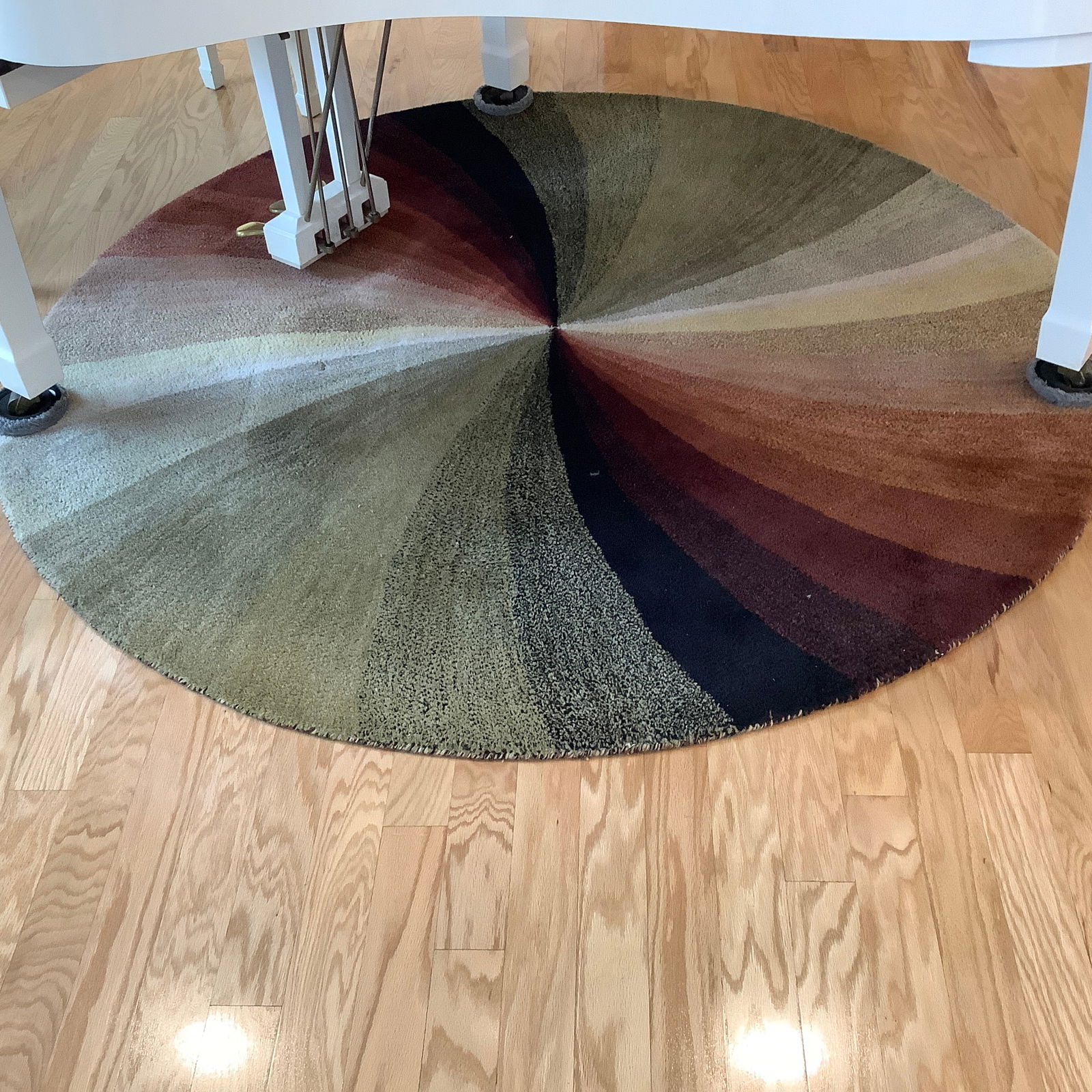 EORC 100% Wool Hand Tufted Round Pinwheel Rug in Neutral Tones of Grey, Browns and Burgundy (1 of 6)