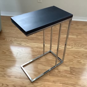 Modern Chrome with Black Top Snack Table