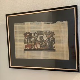 Egyptian Revival Framed Papyrus Painting