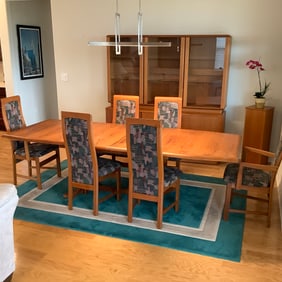 Teak MCM Dining Room Table with 6 Chairs