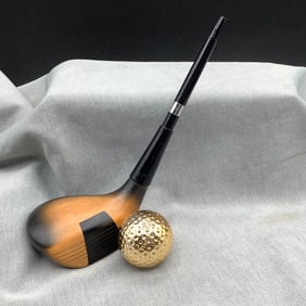 Golf Club Pen Holder by Tru-Stix with Fisher Space Pen and Gold Golf Ball