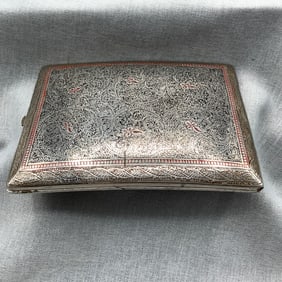 Ornately Engraved Metal Antique Cigarette Case
