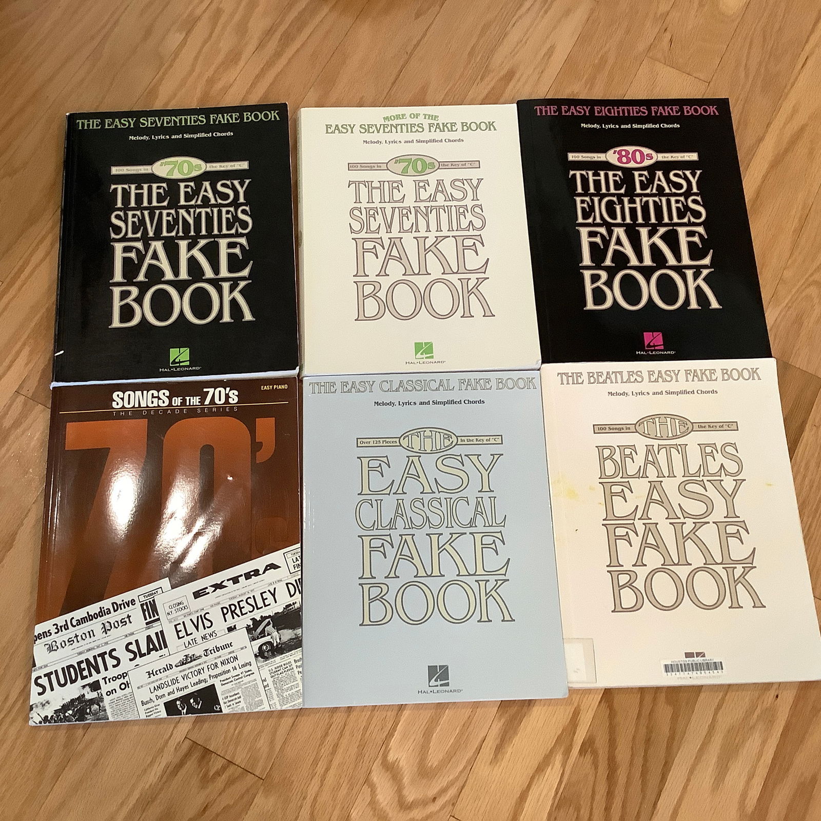 6 Piano Fake Books- 70s, 80s, Beatles and Easy Classical: See photos for covers