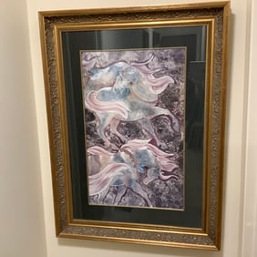 Equestrian Pastel and Gold Foil Framed Horse Print by Susan Hartenhoff, "Equis Noblesse II"