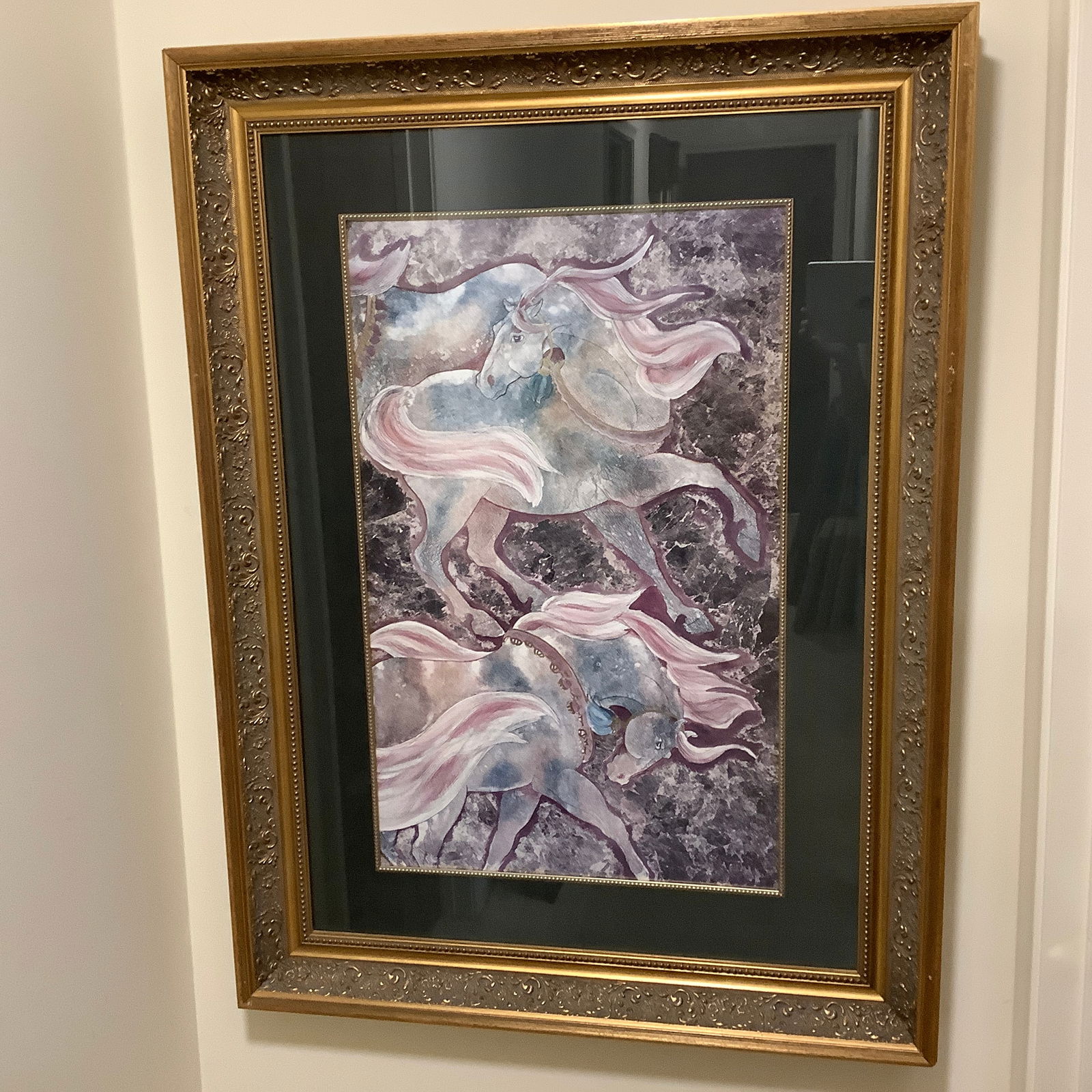 Equestrian Pastel and Gold Foil Framed Horse Print by Susan Hartenhoff, "Equis Noblesse II" (1 of 14)