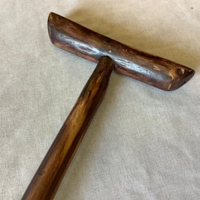 Rustic T Design Cane Carved Hardwood