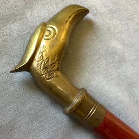 Wood Cane With Solid Brass Eagle Head