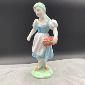 Herend Hungary Porcelain Figurine of Girl with Flowers