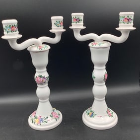 Pair of porcelain convertible candelabras