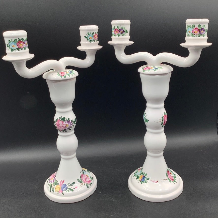 Pair of porcelain convertible candelabras (1 of 9)