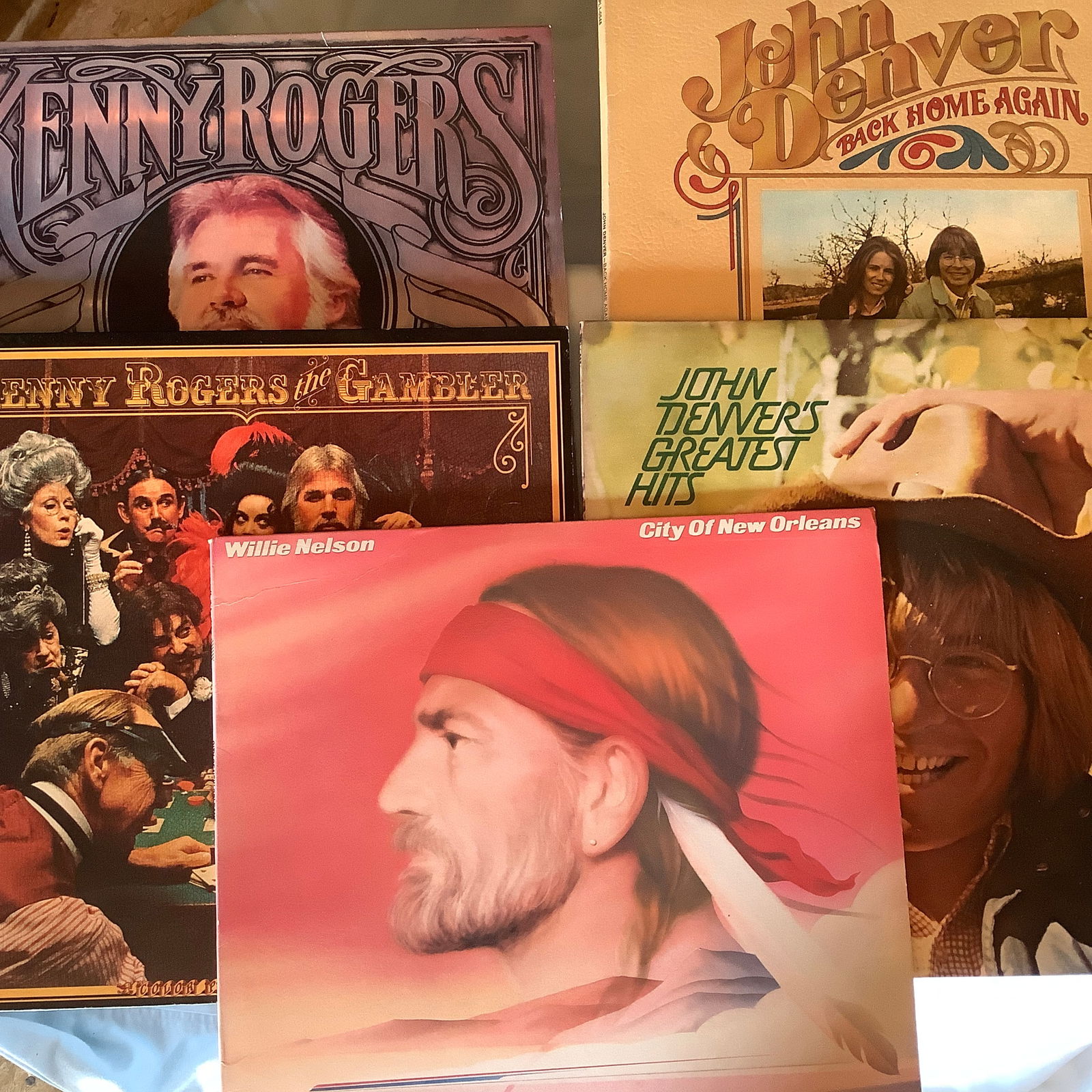 5 Vinyl Records: Kenny Rogers, John Denver and Willie Nelson (1 of 12)