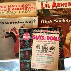 5 Vinyl Records: Li'l Abner, High Society, Guys & Dolls, It's Wonderful, My Fair Lady