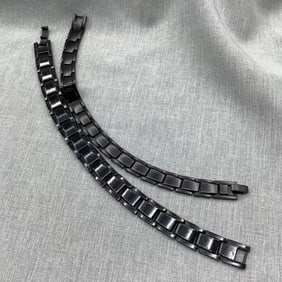 Pair of Black Link Bracelets, One Shiny, One Matte Finish