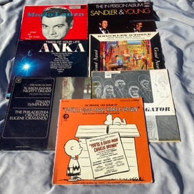 7 Vinyl Records-Charlie Brown, Mario Lanza, Sandler & Young, Knuckles O'Toole, Midsummer Night's