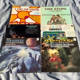 6 Vinyl Records: The Sting, Holberg Suite, Jazz, The Planets, Burt Bacharach, Hymn of the Week