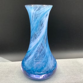 Blue Swirl Glass Vase, Att to Caithness Glass