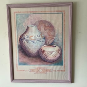 Southwestern Watercolor Framed Art Signed by K. Brueggemann