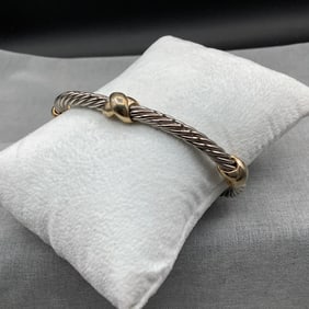 Metal Bangle with Silver Colored Rope and Gold Colored Knots