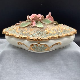 Handmade Ceramic Trinket Dish, Signed Ruby