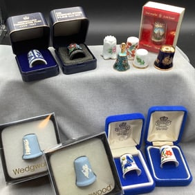 Thimbles Collection -Cloisonne, Delft, Aynsley, Limoges, Wedgwood