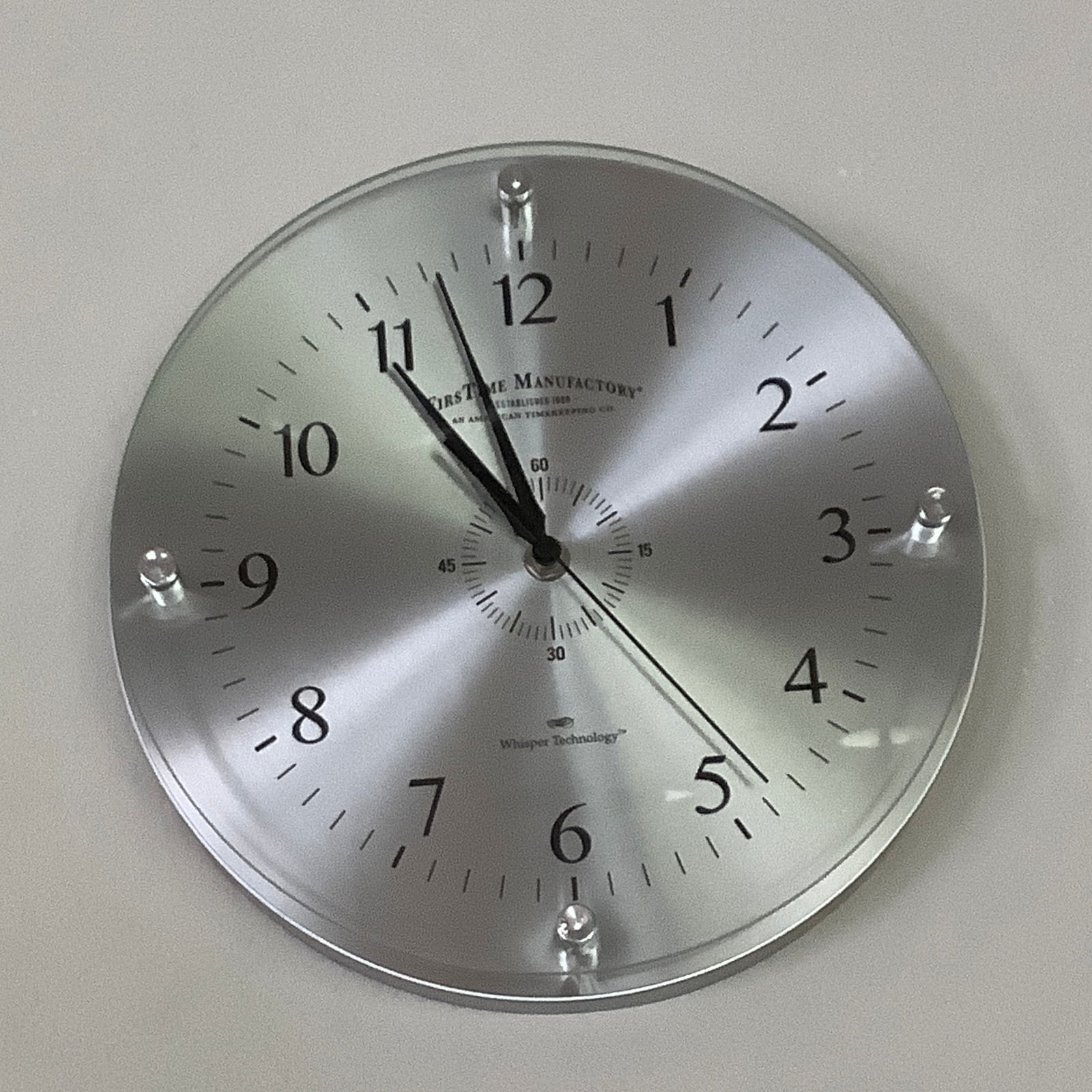 FirsTime Manufactory Round Brushed Chrome Wall Clock with Floating Glass Front (1 of 6)