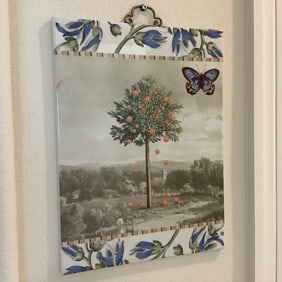 Fringe Studio Mixed Tile Art Featuring Butterflies and Orange Trees