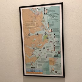 Framed Map of The Lighthouses of the Outer Banks and Cape Fear