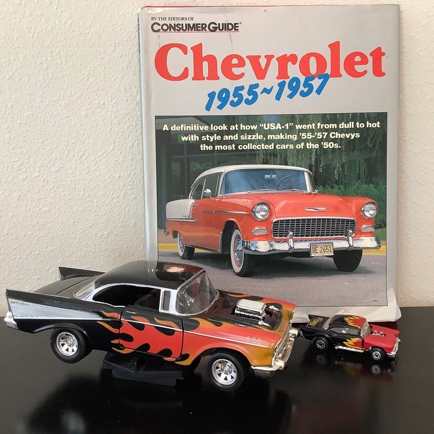 57 Chevy Matchbox Car, 1:24 Scale '57 Bel Air, & Chevy 55-57 Consumer Guide (1 of 14)