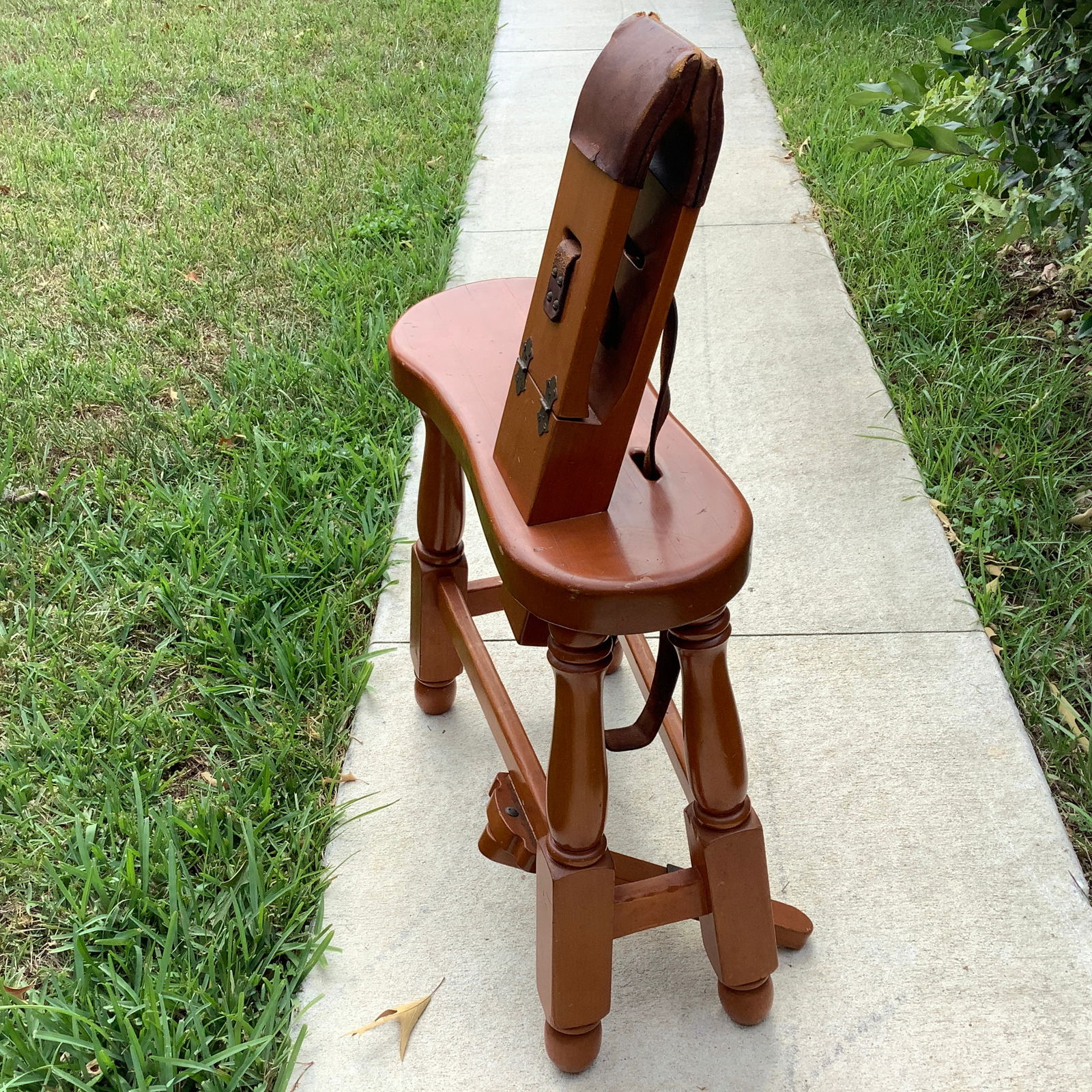 Handcrafted and Signed Stitching Horse with Leather Pads, 1969