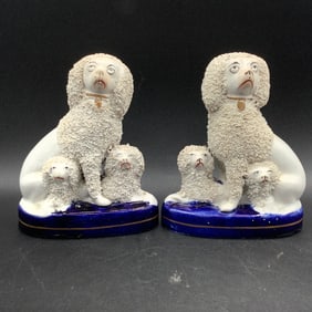 Authentic Mid 1800s English Staffordshire Poodles with Pups