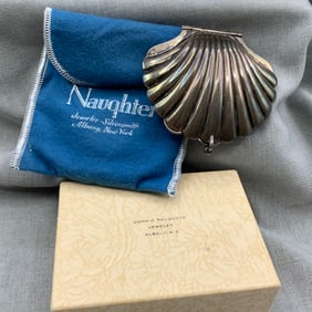 Napier Sterling Silver Clamshell Compact with puff and screen