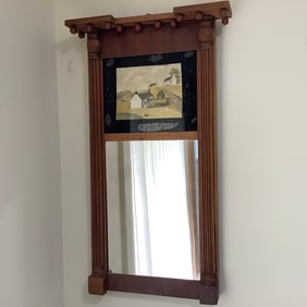 Antique Federal Pier Reverse Painted Mirror