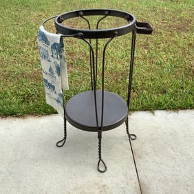 Vintage Twisted Wrought Iron Washstand with Soap Holder and Towel Bar