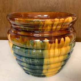 Majolica Glazed Beehive Planter