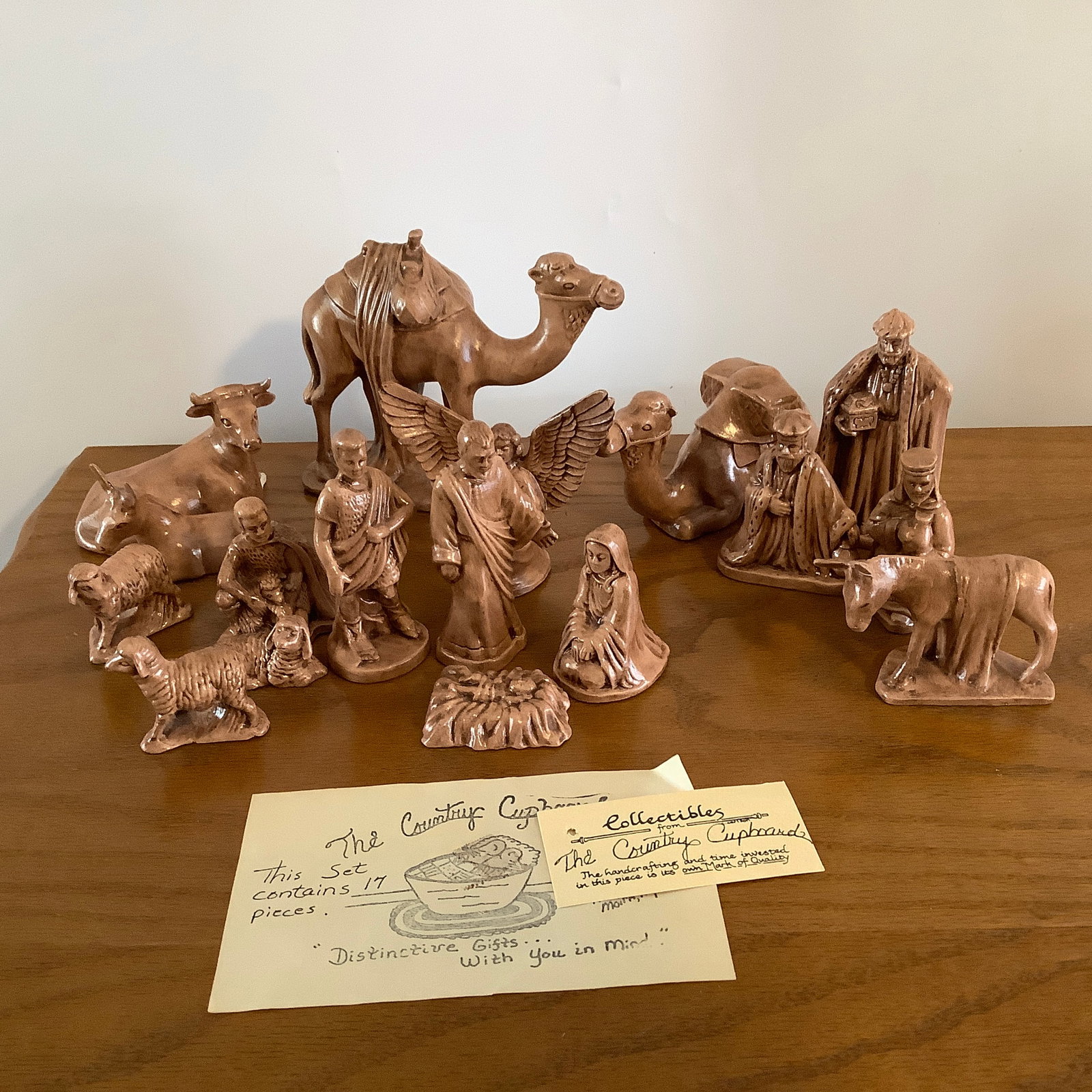 17 Piece Handcrafted Nativity Set, Each pottery piece hand signed on bottom (1 of 13)