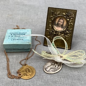 Religious Medallions and Miniature Frame