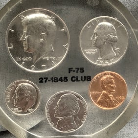 5 Coins In Round Acrylic Display